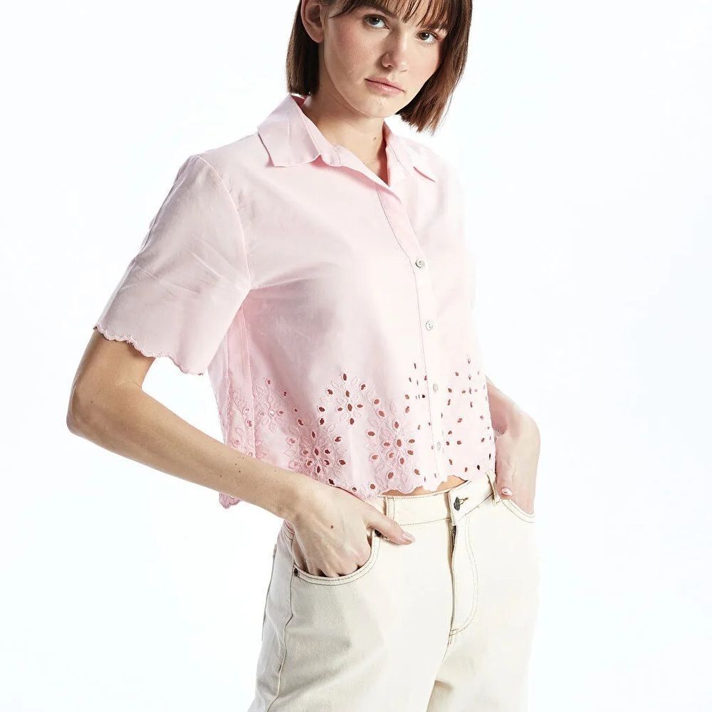 Jessica Howard Light Pink Eyelet Button Down Shirt